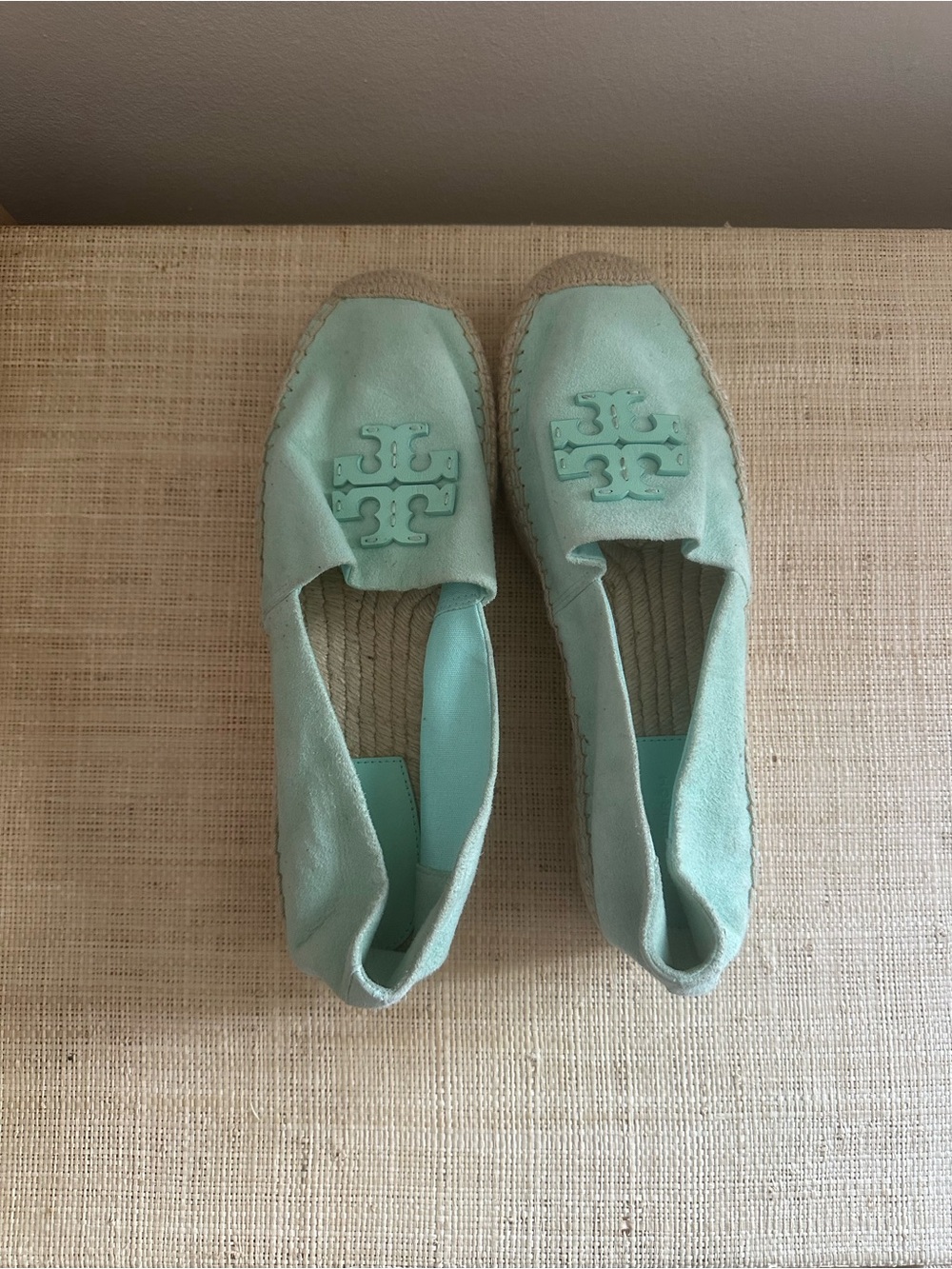 Tory Burch Mint Green Suede Espadrille Flats